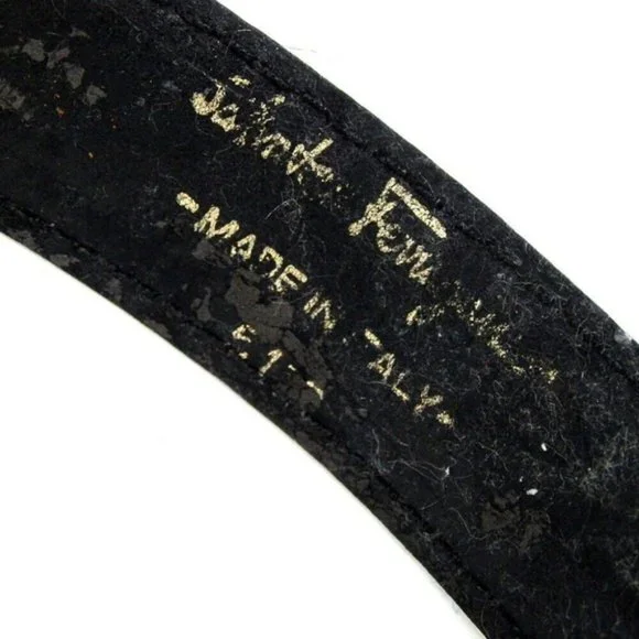 Salvatore Ferragamo Gancini Black Leather Belt gol - Picture 6 of 7